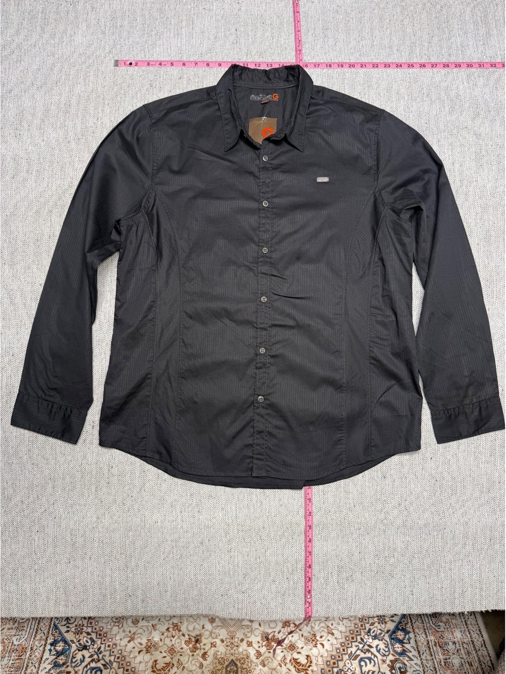 G by Guess Men's Black Embroidered Button Up Shirt XXL